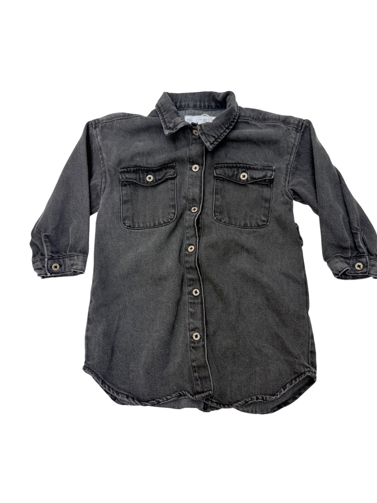 Zara Denim Button-Front Shirt Dress 2-3Y