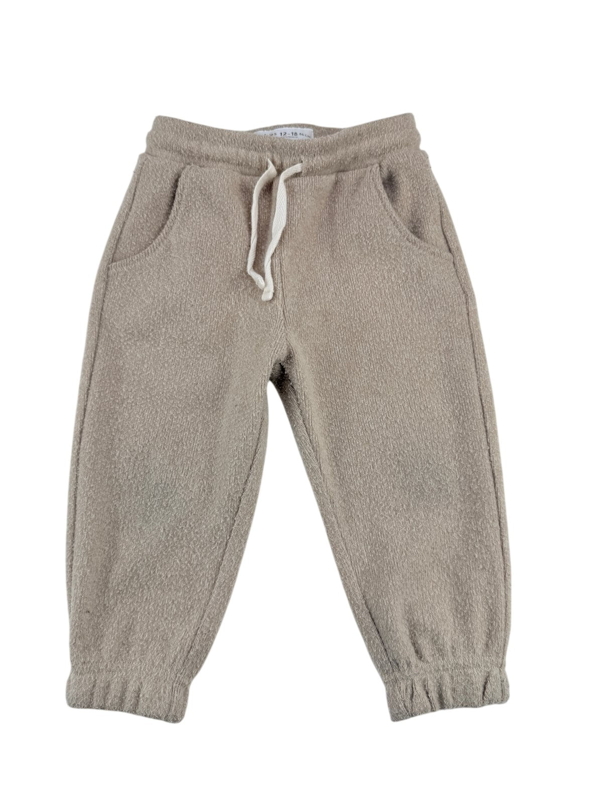 Lefties Beige Fleece Joggers 12-18M