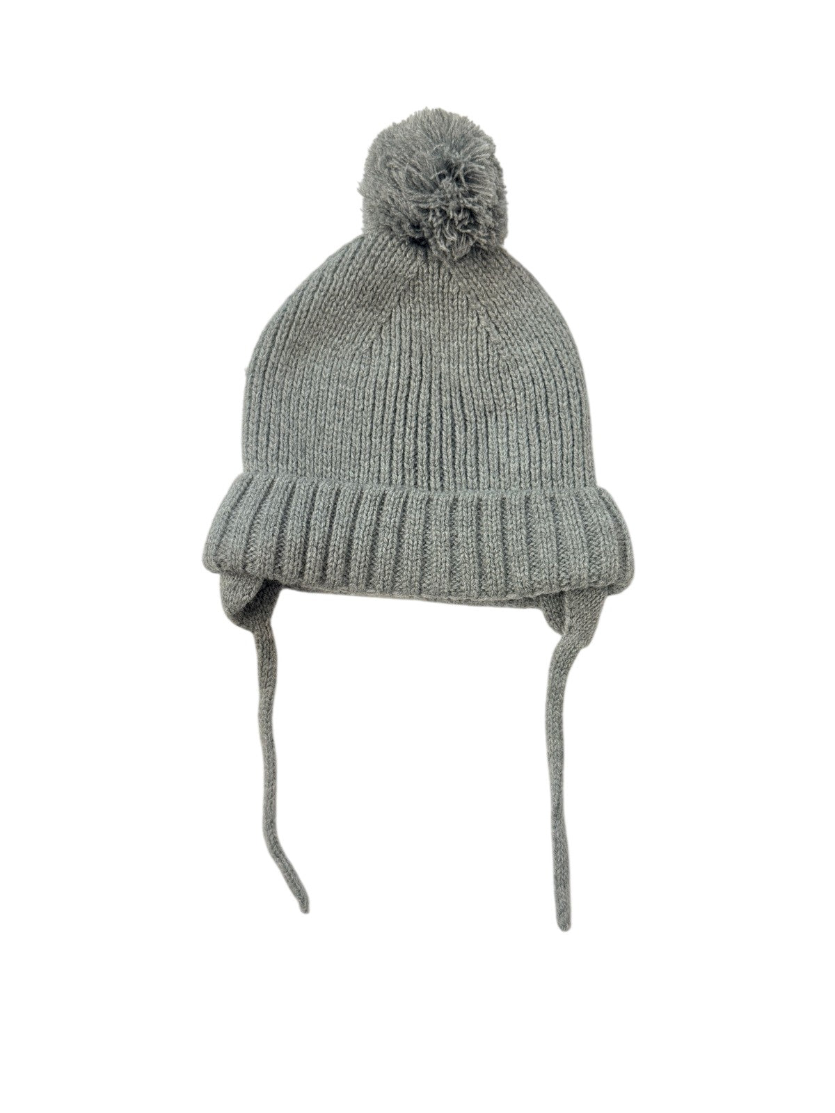 Zara Gray Knit Pom-Pom Earflap Hat 6-12m