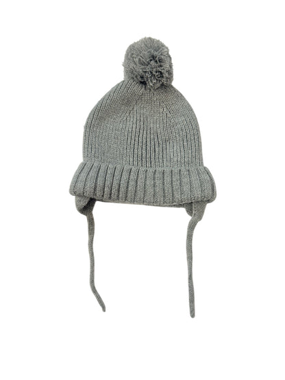 Zara Gray Knit Pom-Pom Earflap Hat 6-12m