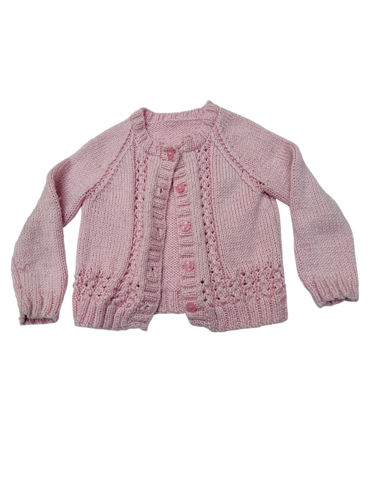 Handmade Pink Knit Cardigan Sweater 5/6Y