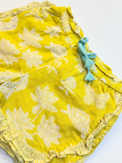 Boden Yellow Floral Ruffle Shorts 3Y