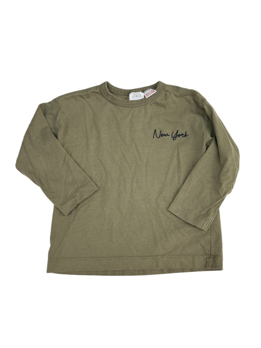 Zara Olive Green New York Sweatshirt 3T