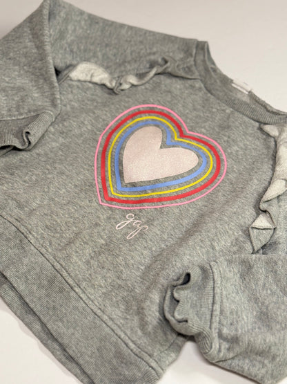 Baby Gap Rainbow Heart Ruffle Sweatshirt 3T