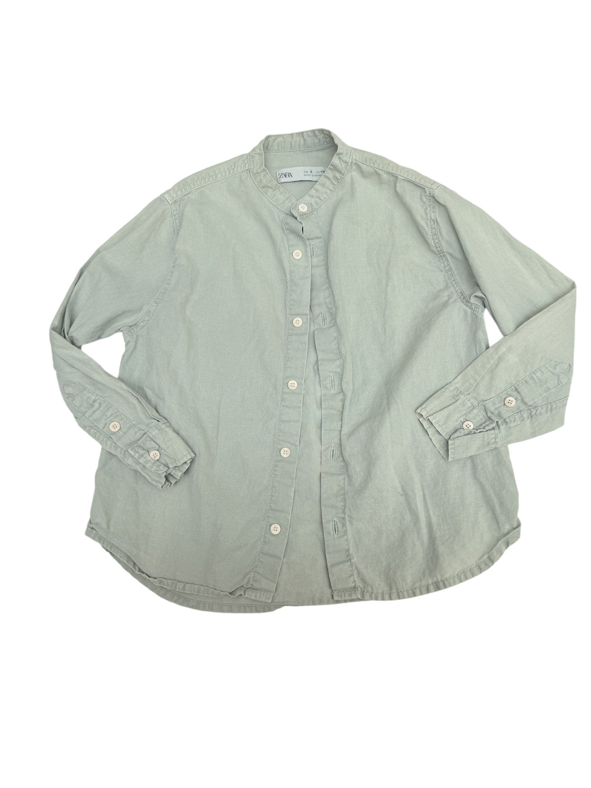 Zara Sage Green Linen Blend Shirt 5-6Y