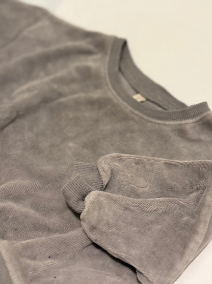Quincy Mae Cotton Gray Velour Sweatsuit Set 3-6m