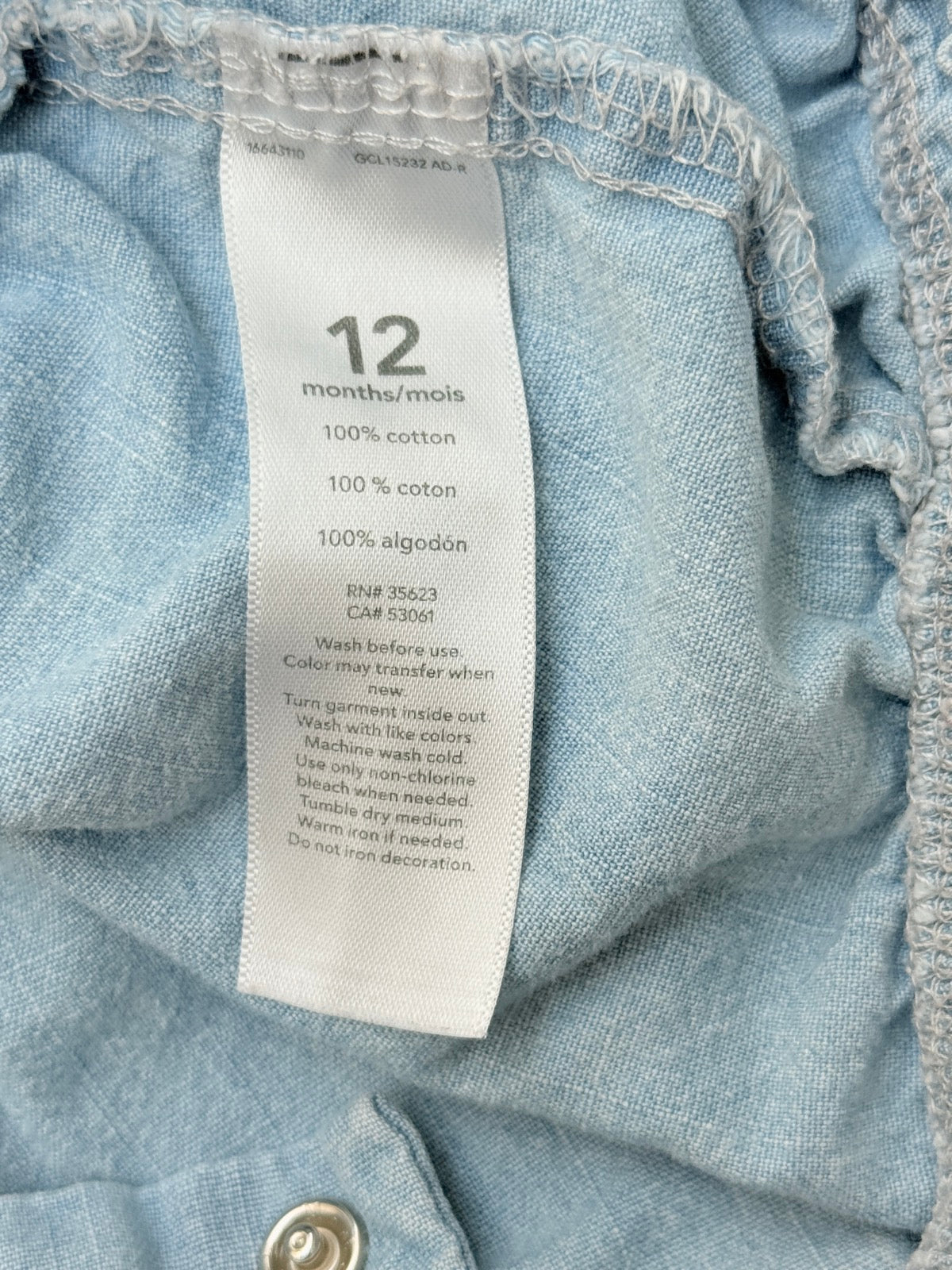 Carter's Eyelet Top Chambray Bubble Set 12M