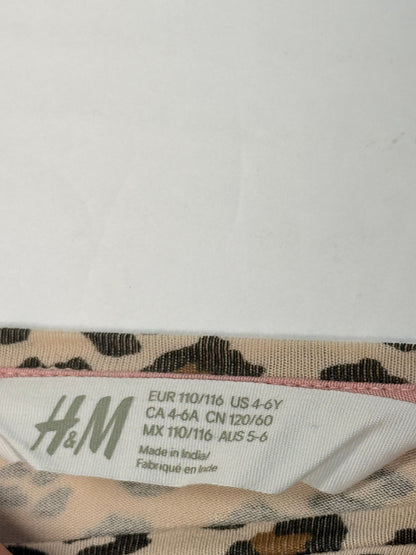 H&M Leopard Print Long Sleeve Top Size 4-6Y