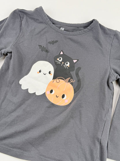 H&M Halloween Ghost Cat Long Sleeve T-Shirt 2T