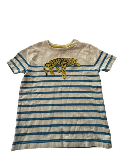 Mini Boden Striped Leopard T-Shirt 4-5Y