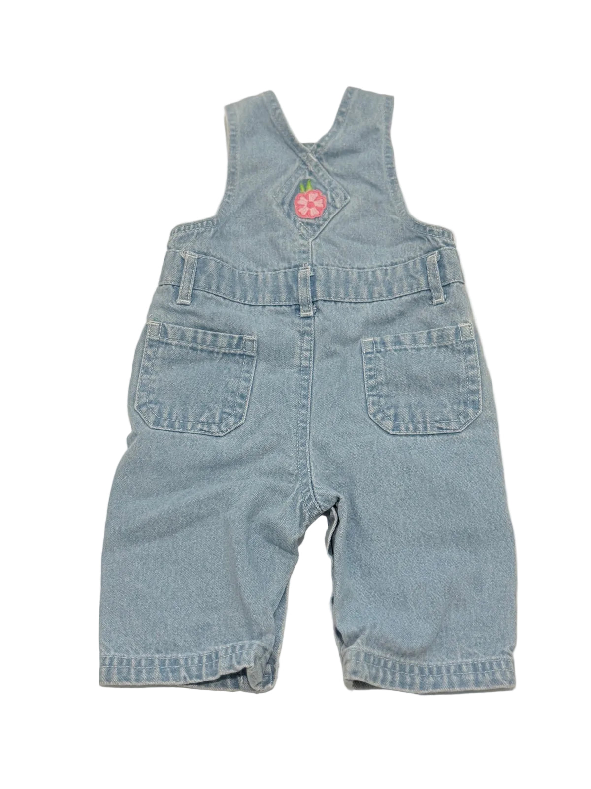 Teddy's Choice Floral Denim Overalls 3/6M