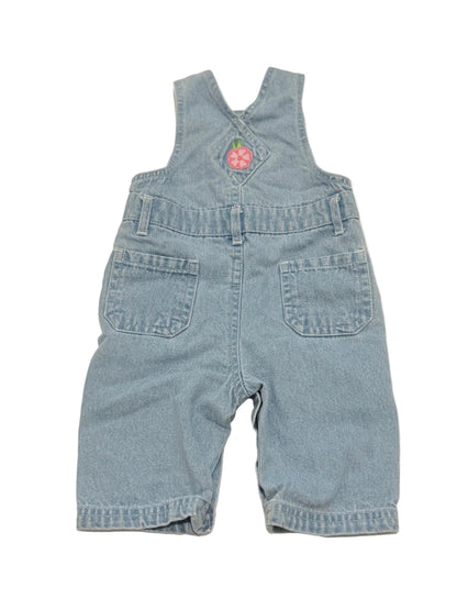 Teddy's Choice Floral Denim Overalls 3/6M
