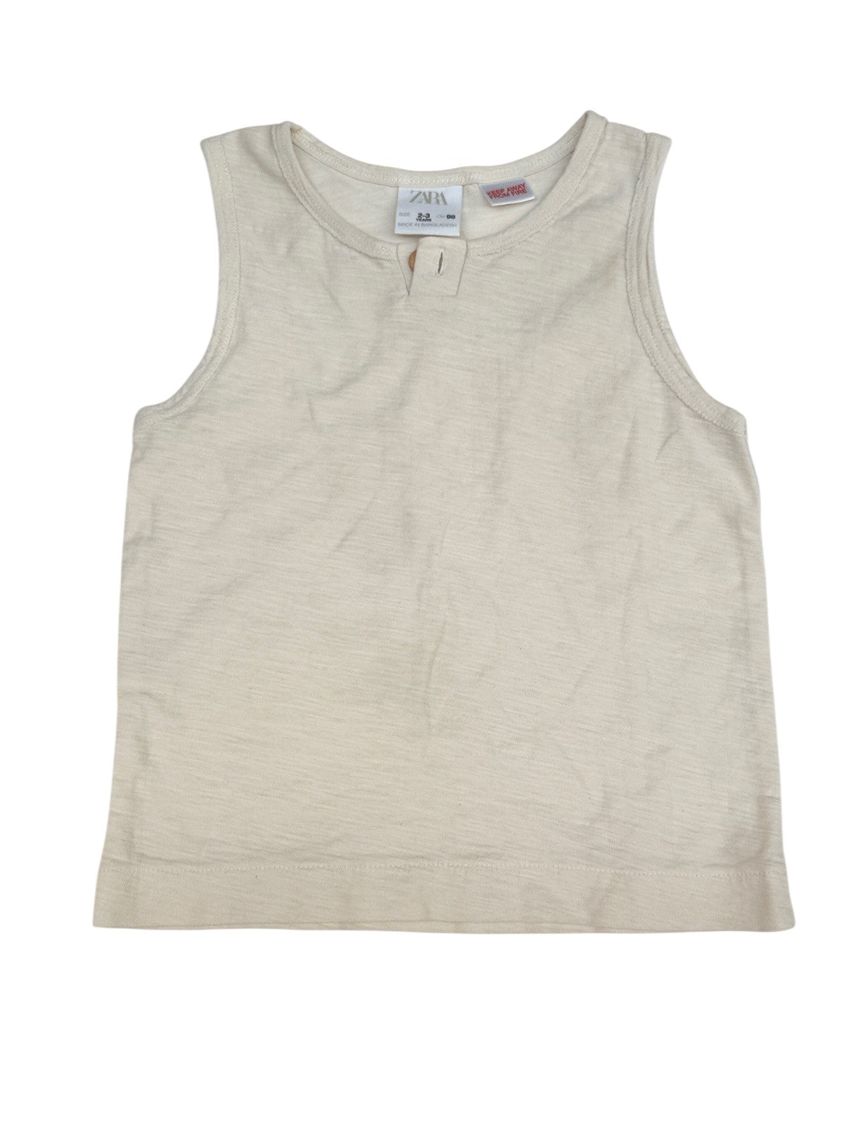 Zara Cream Sleeveless Tank Top 2-3Y