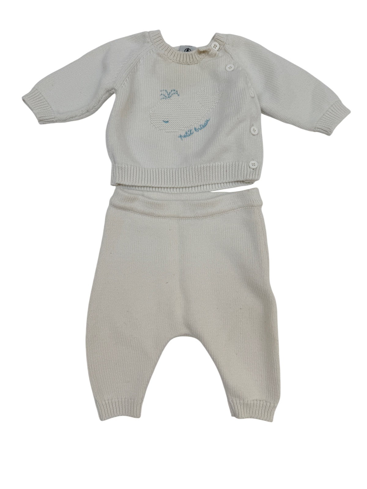 Petit Bateau Ivory Bird Knit Set 3M