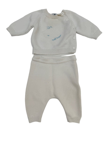 Petit Bateau Ivory Bird Knit Set 3M