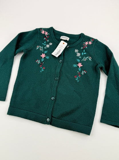 NWT - Gymboree Baby Green Embroidered Cardigan 2T