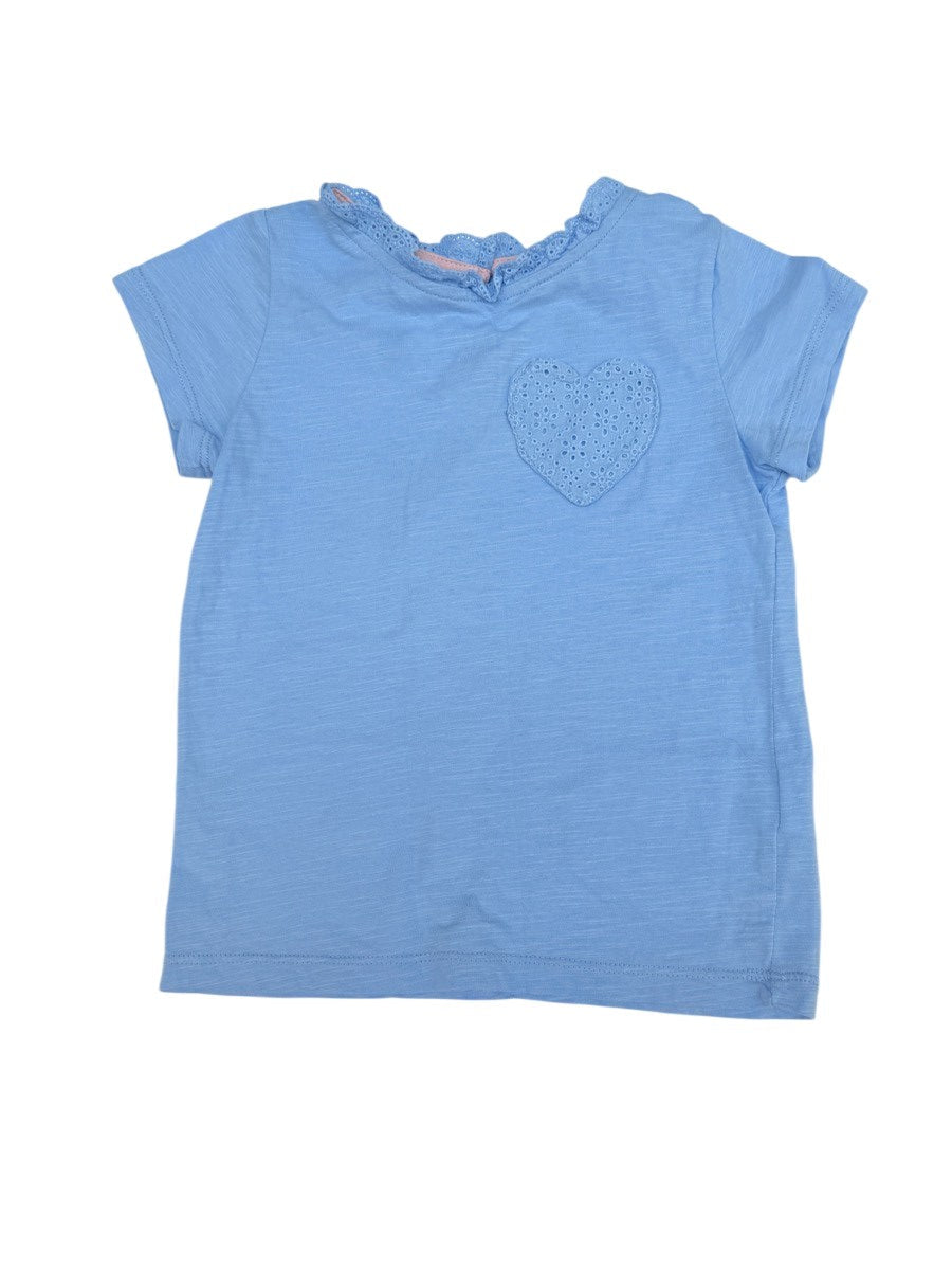 Boden Blue Eyelet Heart T-Shirt 4-5Y