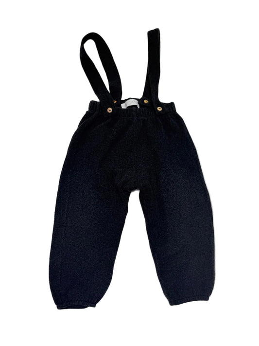 Zara Charcoal Knit Suspender Pants 9-12m