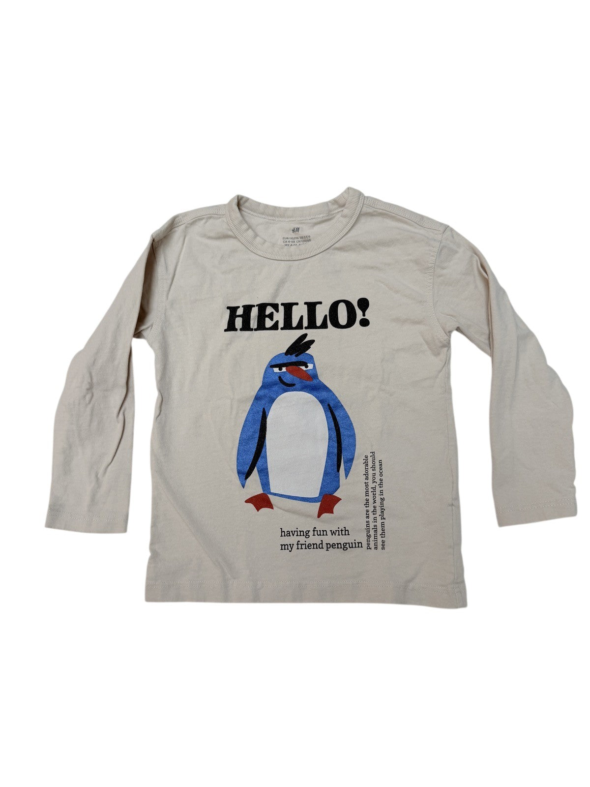 H&M Penguin Graphic T-Shirt Size 5T/6