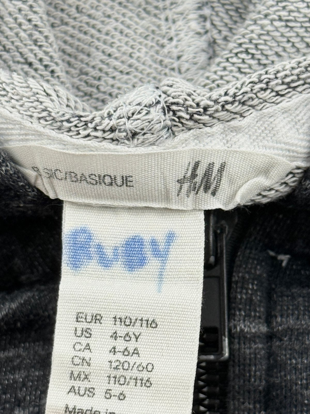 H&M Gray Zip-Up Hoodie Size 4-6Y