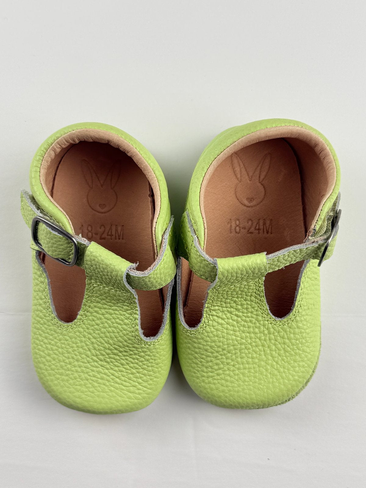Green Leather T-Strap Baby Shoes 18-24M
