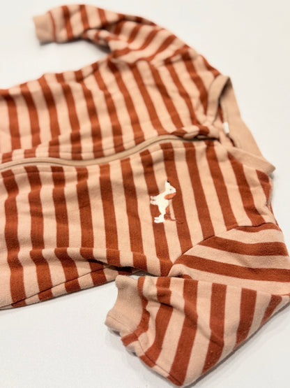 Pekkle Striped Dog Footed Sleeper 6M
