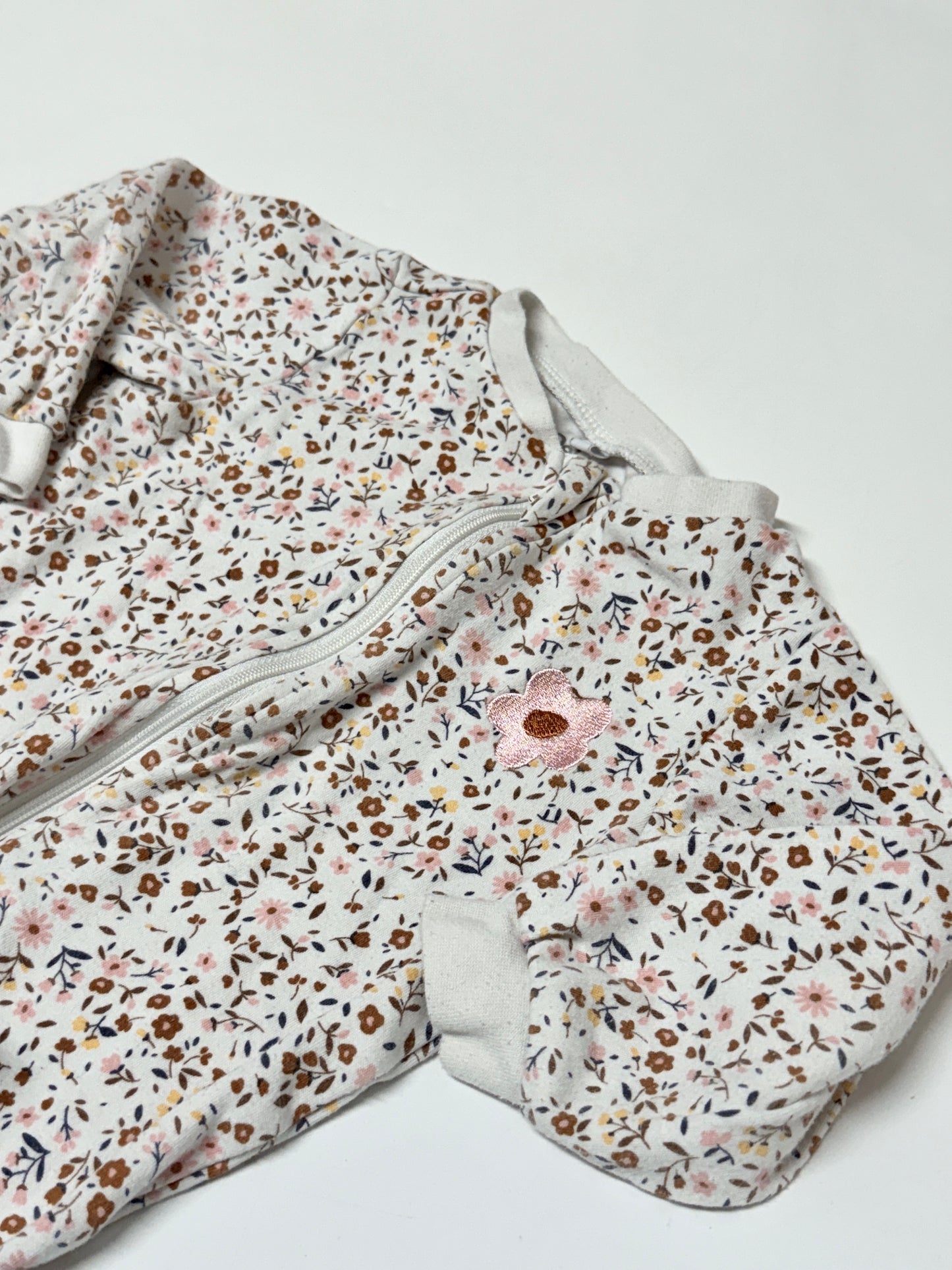 Pekkle Baby Footed Pajama Sleeper | Floral Print | Cream | Size 12M x2 Sold Individually