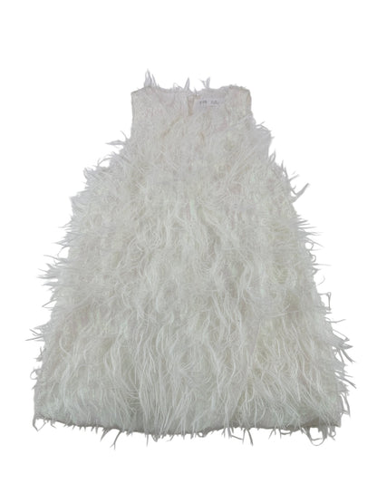 Zara White Feather Fringe Dress Size 6Y