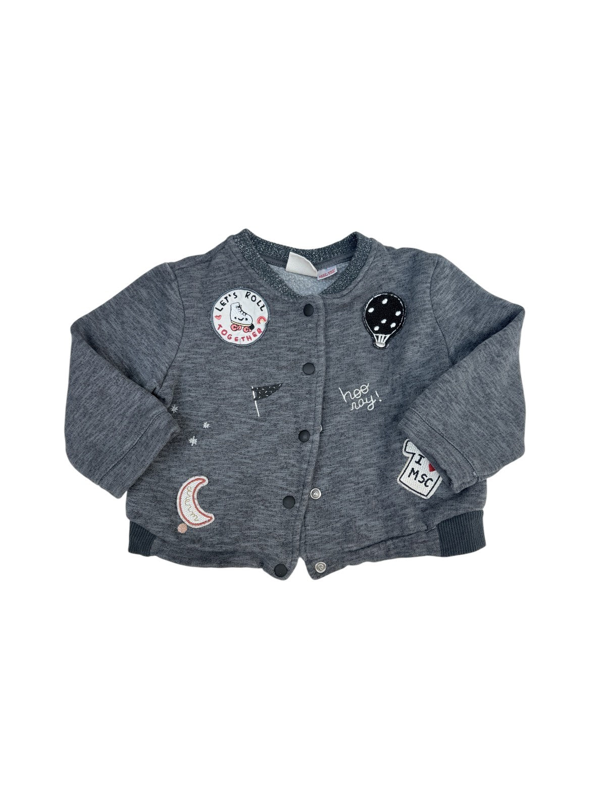 Zara BabyGirl Gray Patch Bomber Jacket 18-24m