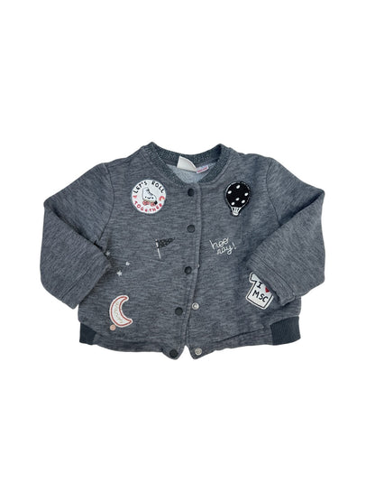 Zara BabyGirl Gray Patch Bomber Jacket 18-24m