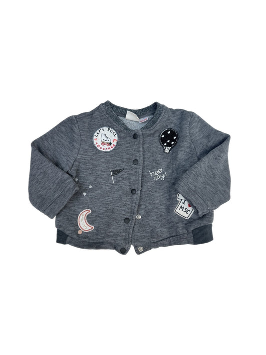 Zara BabyGirl Gray Patch Bomber Jacket 18-24m