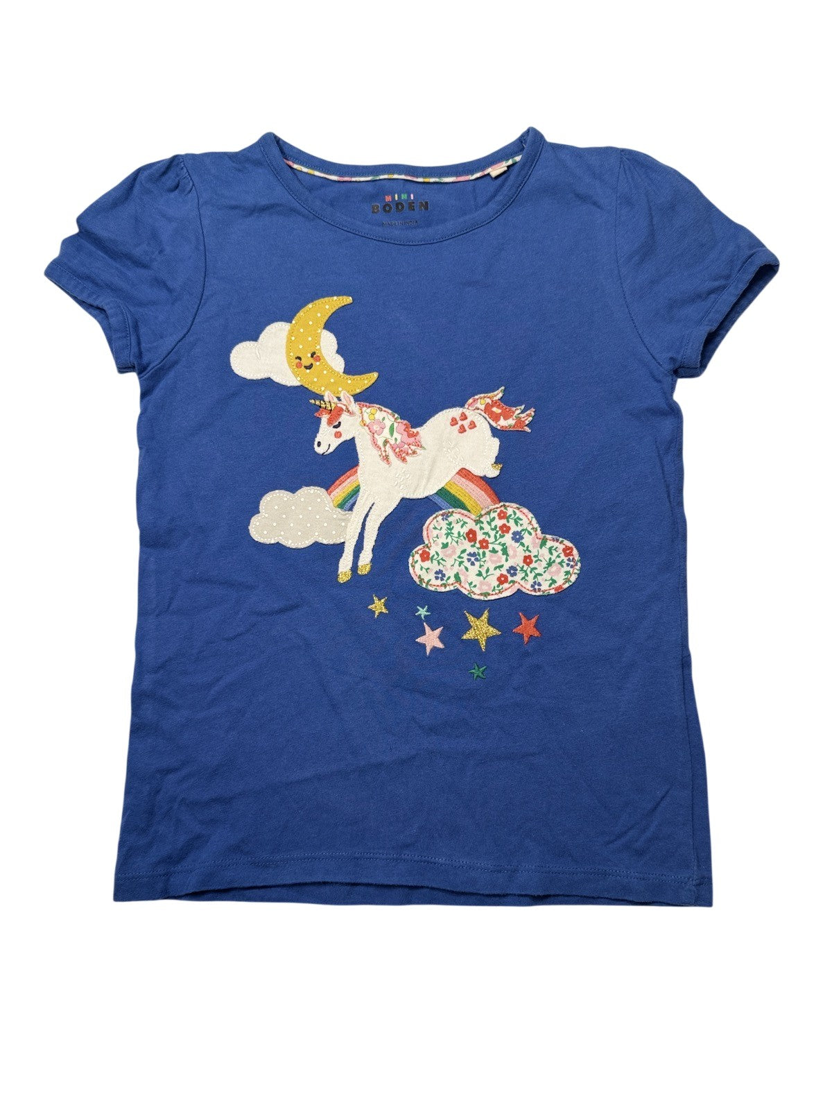 Mini Boden Unicorn Appliqué T-Shirt 5-6Y