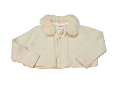 Joe Fresh Cream Knit Cardigan Faux Fur 12-18m
