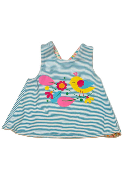 Reversible cotton Floral Stripe Bib Vest