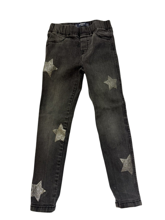 Mango Kids Gray Glitter Star Jeans 6-7Y