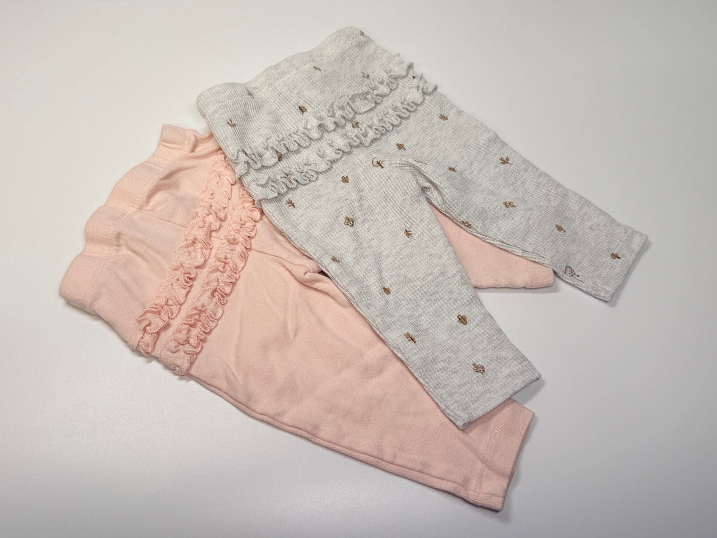 Carter's Pink Gray Ruffle Leggings Set 6m