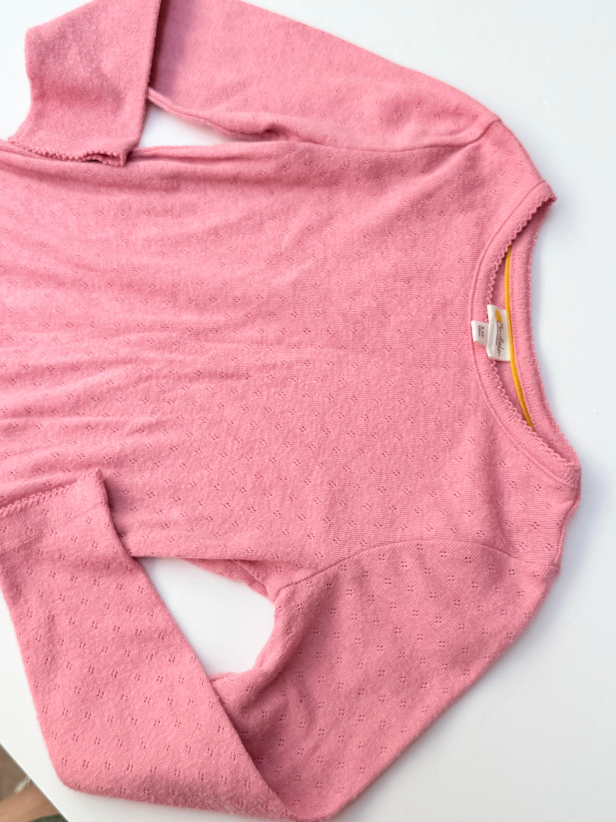 Mini Boden Pink Pointelle Long Sleeve Top 5-6y