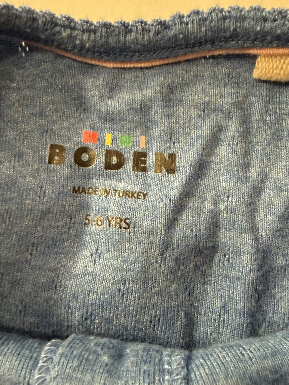 Mini Boden Blue Pointelle Henley Top 5-6y