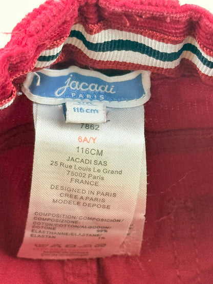 Jacadi Red Corduroy Pants Size 6Y