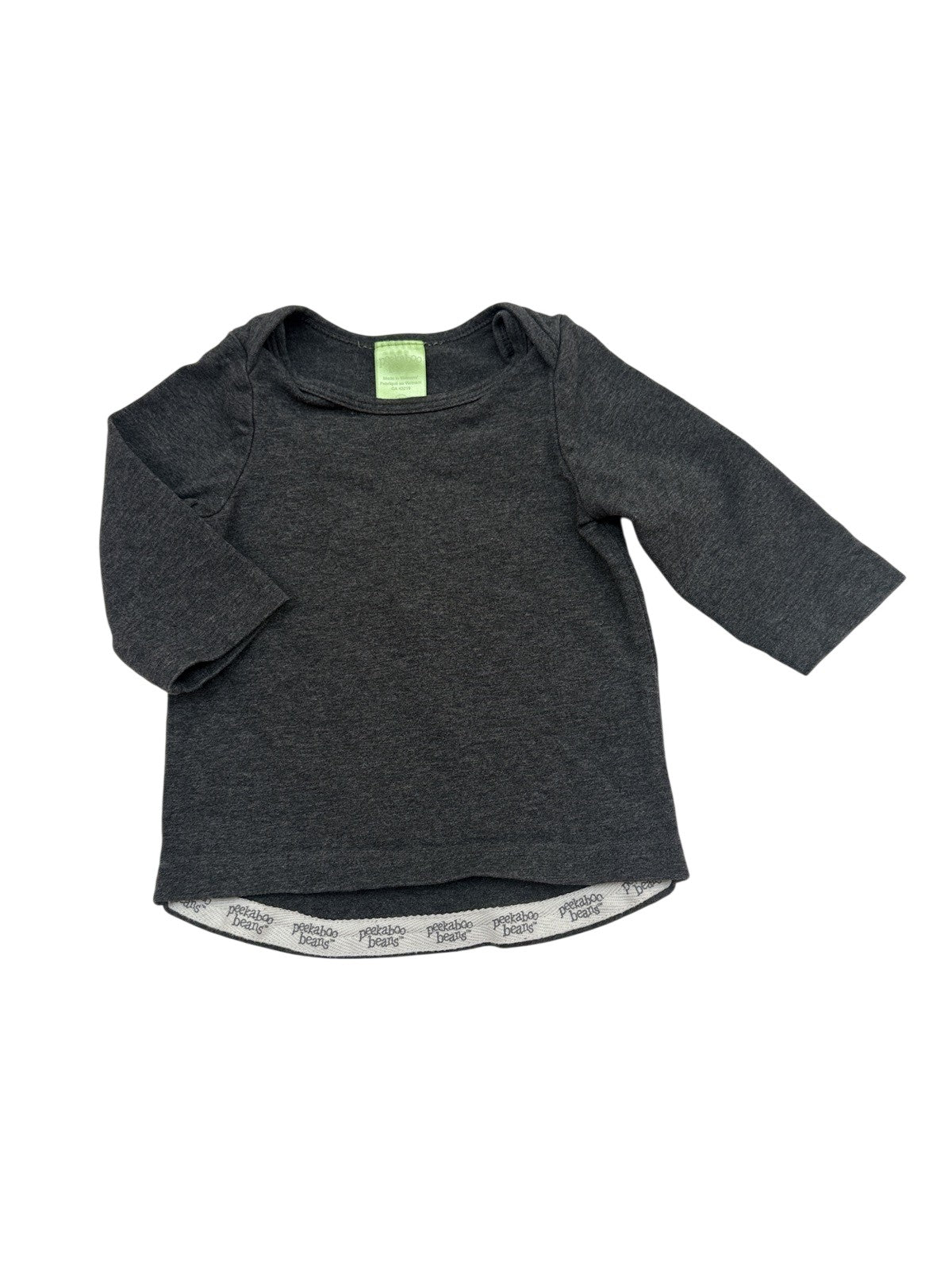 Peekaboo Beans Gray Long Sleeve T-Shirt 3-6M