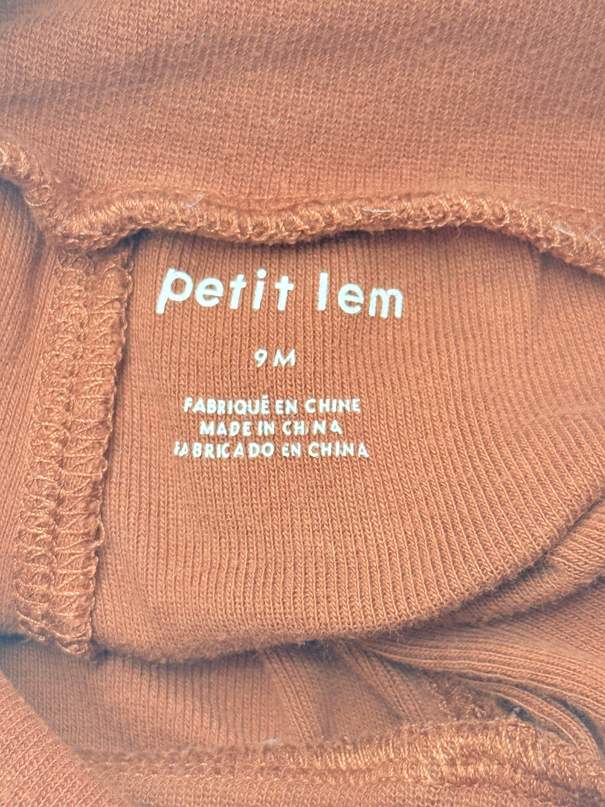 Petit Lem Rust Ribbed Joggers 9M