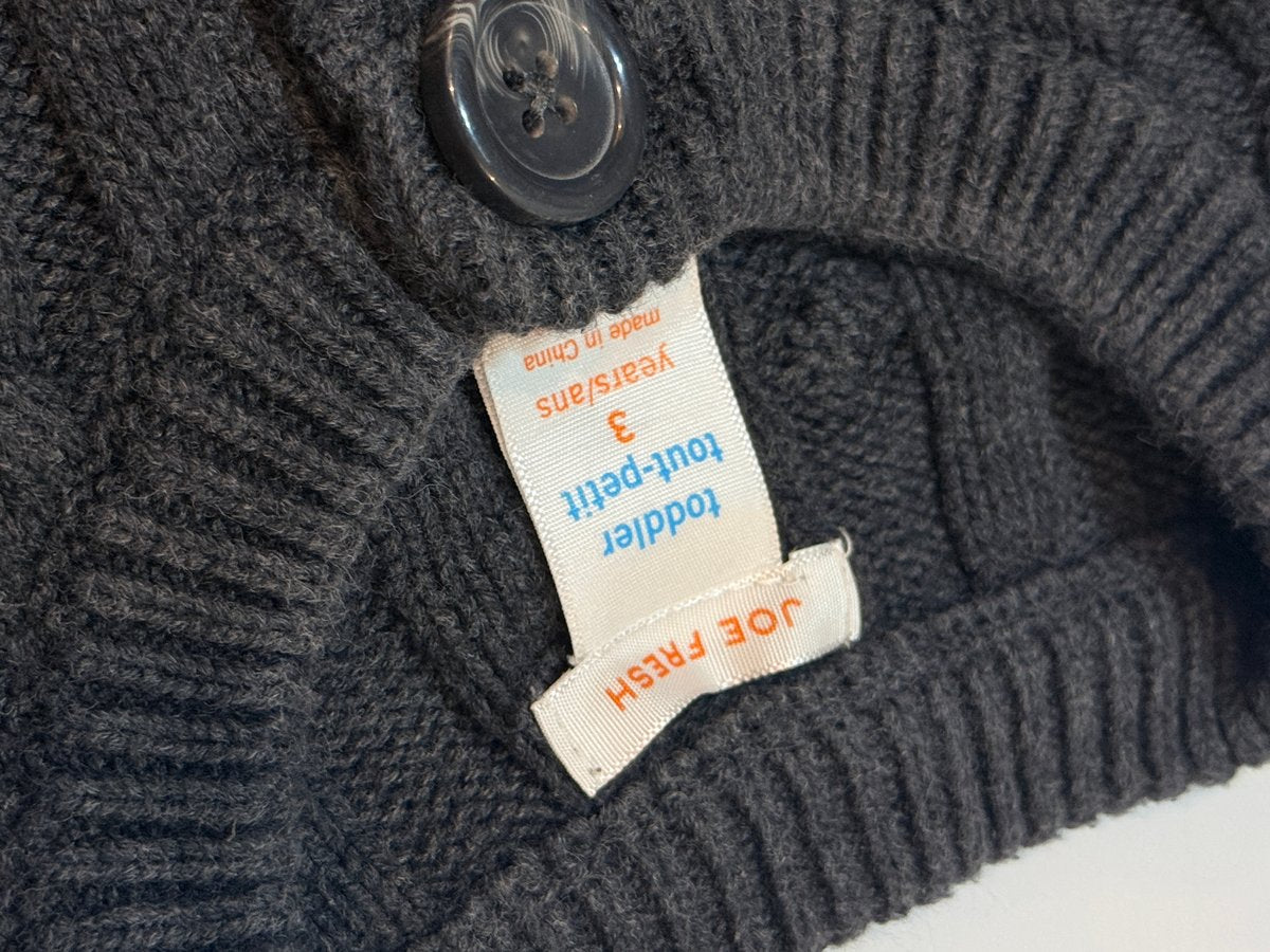 Joe Fresh Gray Cable Knit Cardigan 3T