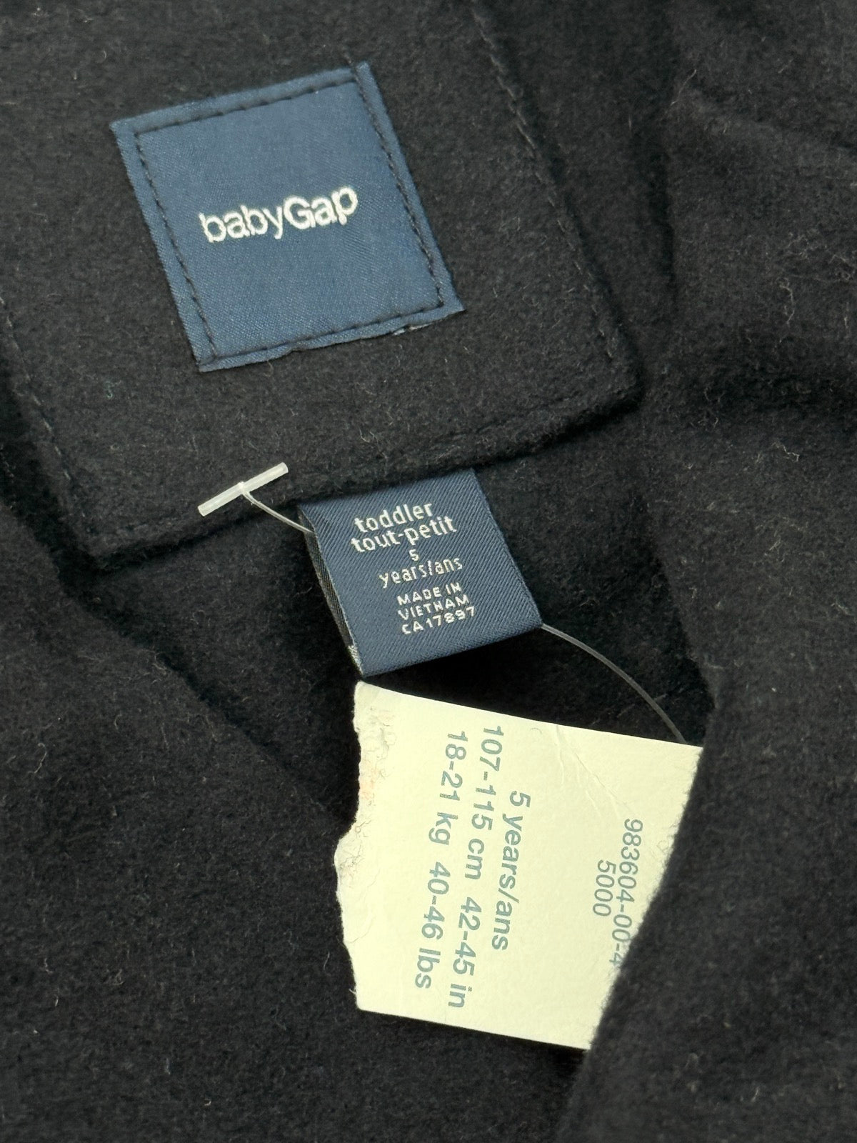 babyGap Black Wool Blend Jacket Size 5