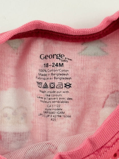George Baby Christmas Pink Pajama Set 18-24M