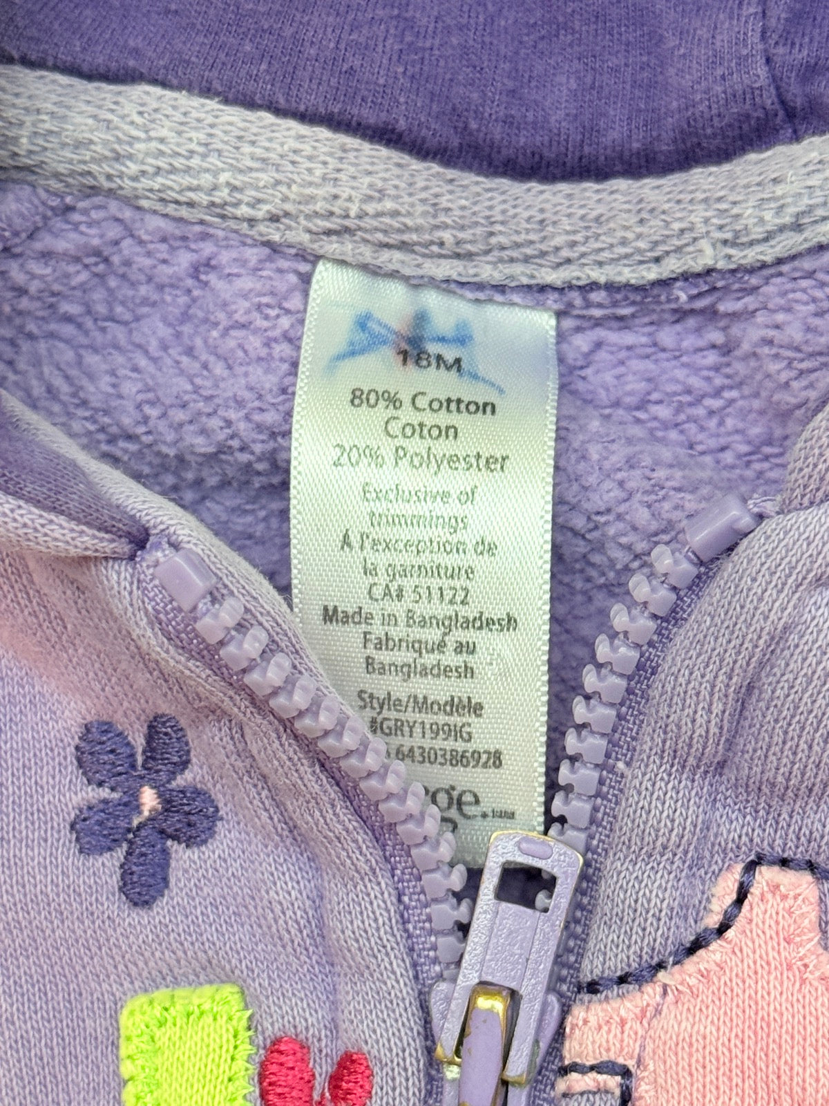 George Cutie Floral Zip Hoodie 18M