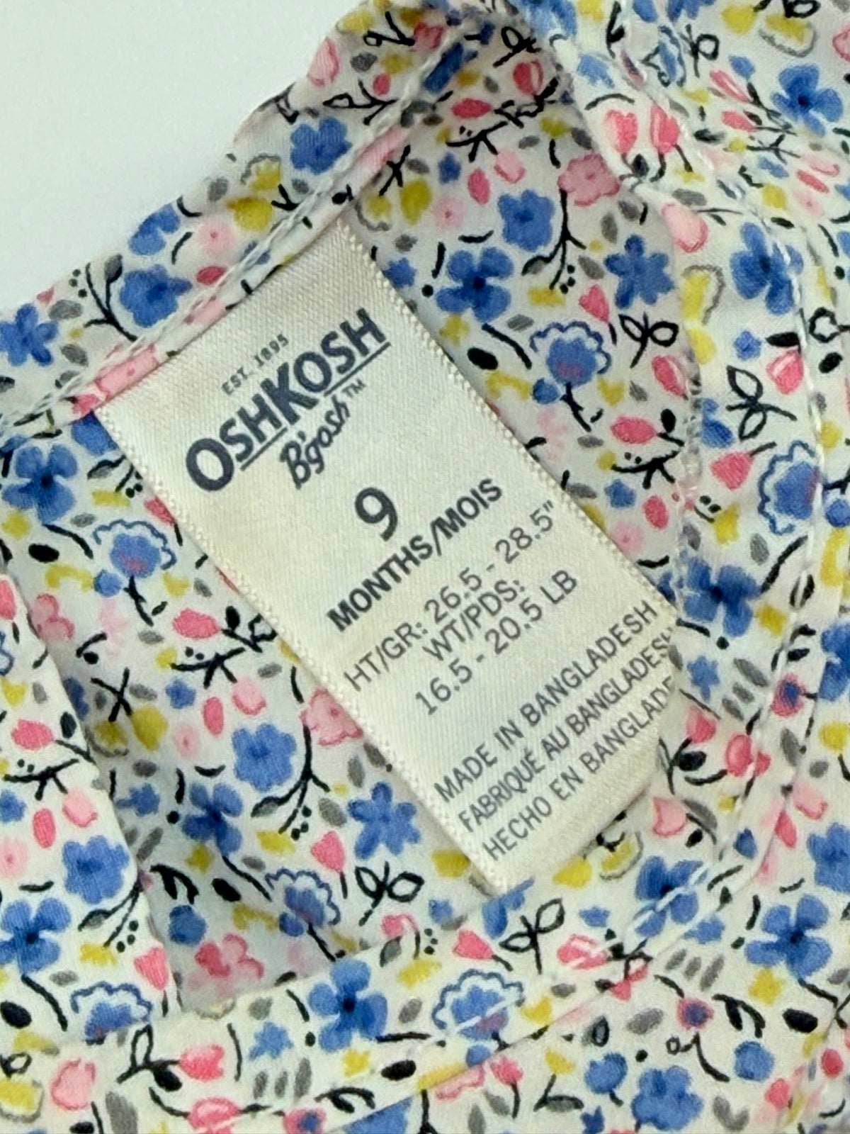 OshKosh B'gosh Floral Bubble Romper 9M