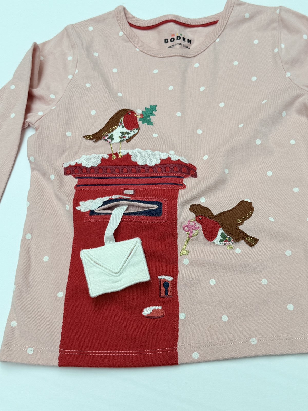 Mini Boden Postbox Robin Long Sleeve Top 5-6Y