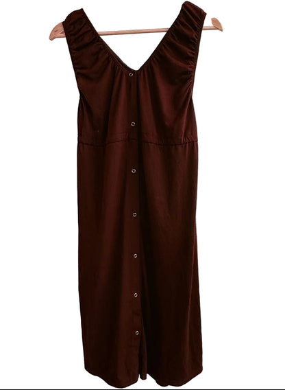 Maternity / Nursing Friendly Burgundy V-Neck Drawstring Midi Dress M