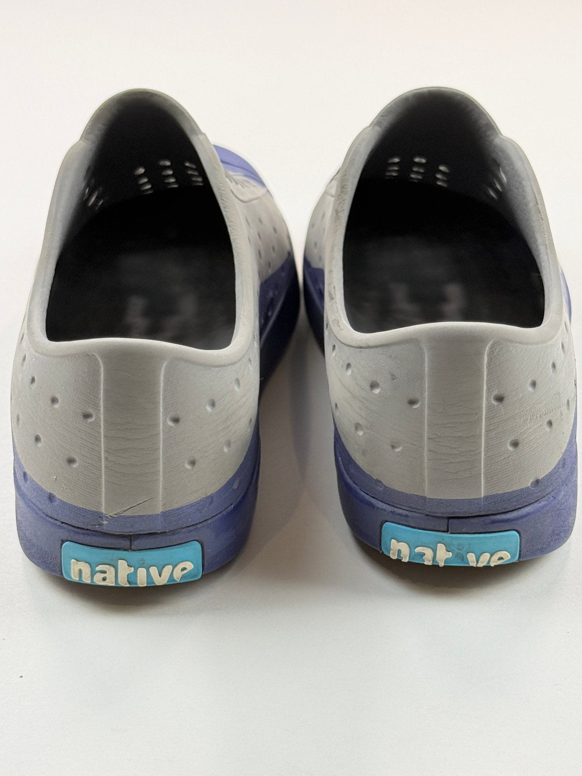 Native Jefferson Gray Blue Slip-On Shoes Size J2 US2