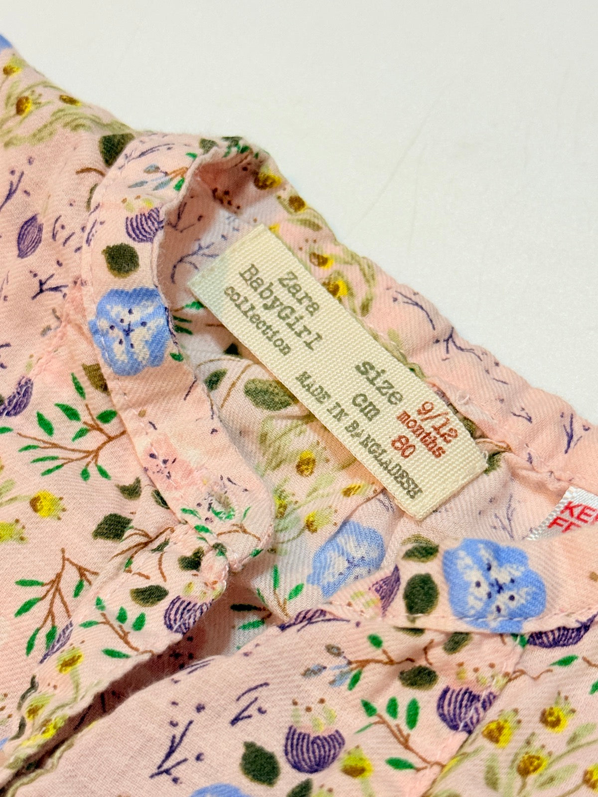 Zara BabyGirl Floral Pink Blouse 9-12m